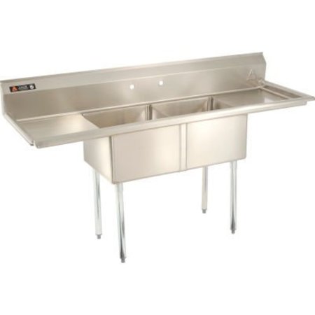 AERO Aero Manufacturing Company® Two Bowl SS sink 18 x 18 with 16-1/2" Right & Left Sided Drainboard AF2-1818-18LR